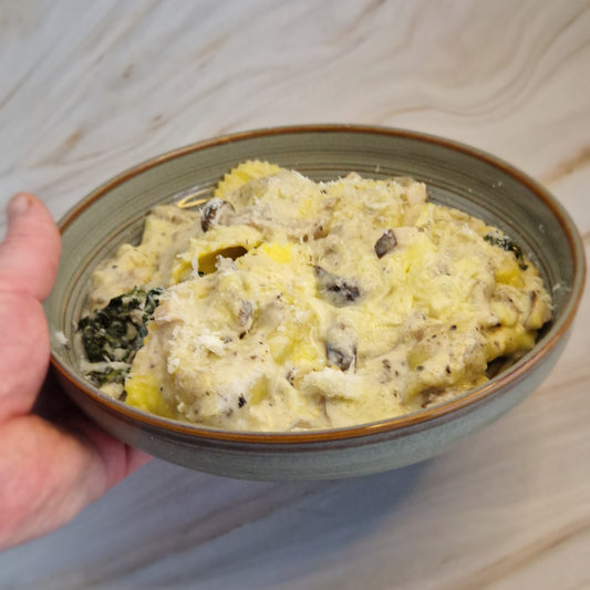 Ravioli van champignons, room saus met truffel - vanaf vrijdag