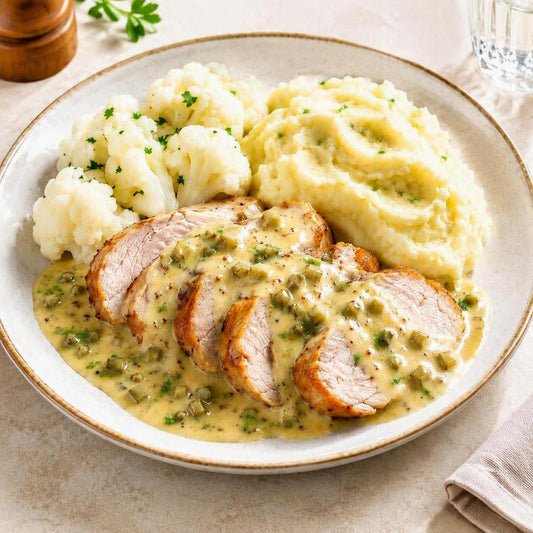 Varkensfiletgebraad met Blackwellsaus, bloemkool en aardappelpuree van Arno’s to go