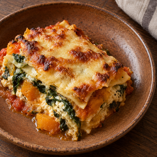 Herfstlasagne met pompoen, spinazie en ricotta van Arno’s to go in Beveren